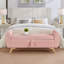 Banc rembourré en velours côtelé de 57 po de conception moderne avec pieds de rangement en bois pour chambre à coucher, couloir rose