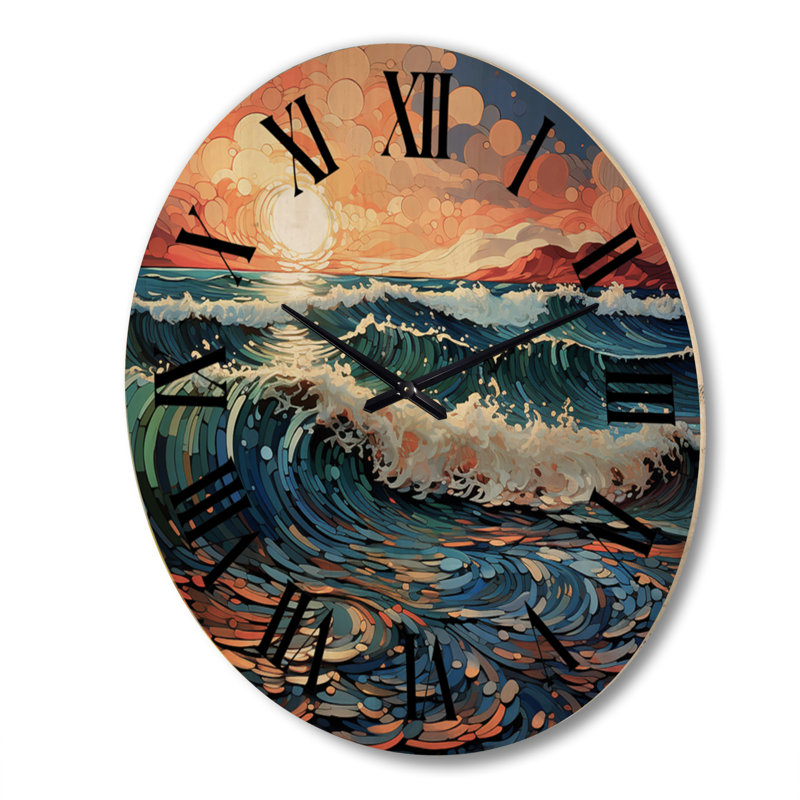 Horloge murale en bois massif Robertsdale, Très grand