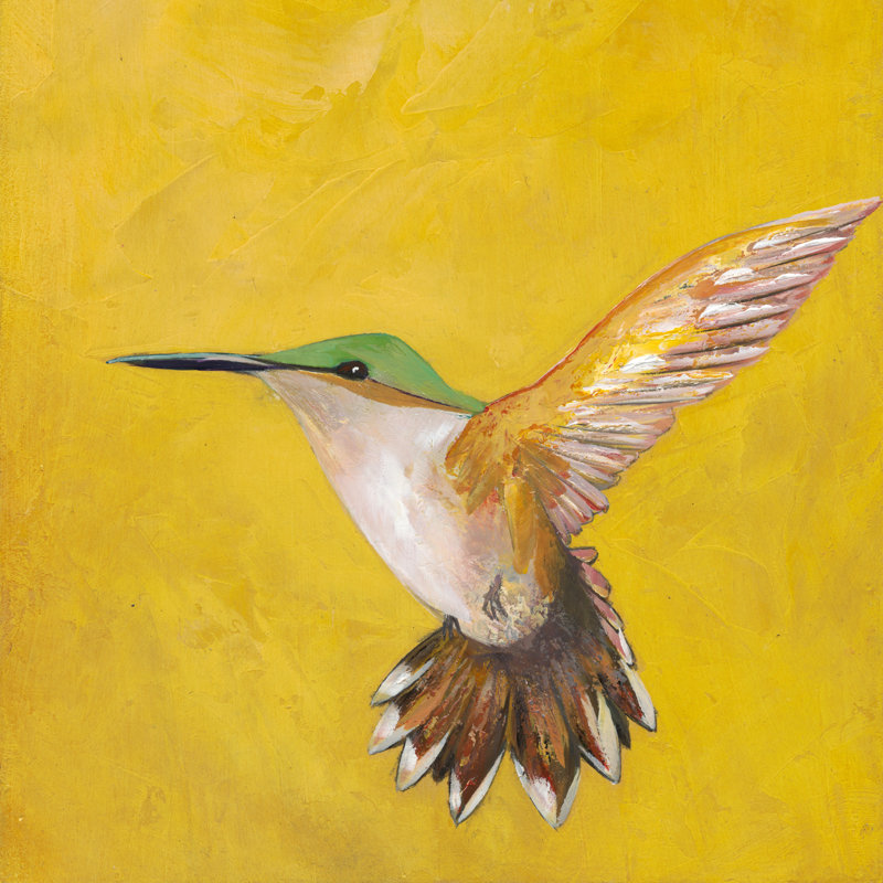 "Sweet Hummingbird II" by Mehmet Altug Mixed Media Animals Painting Print , 30" H x 30" W x 1" D