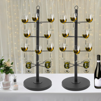 2 Piece 4 Tier Champagne Glasses Display Rack Cocktail Tree Stand