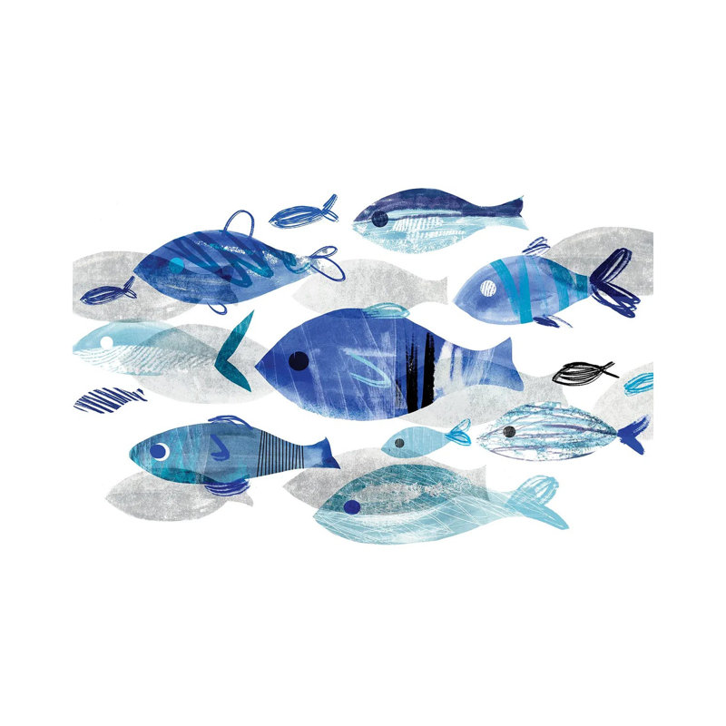 Fish Parade II par Annie Warren - Toile tendue, H 18 po x l 26 po x P 1,5 po