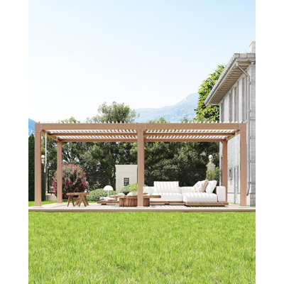 Louvered Pergola with Adjustable Roof, Premium Aluminum Frame & Drainage System for Patio