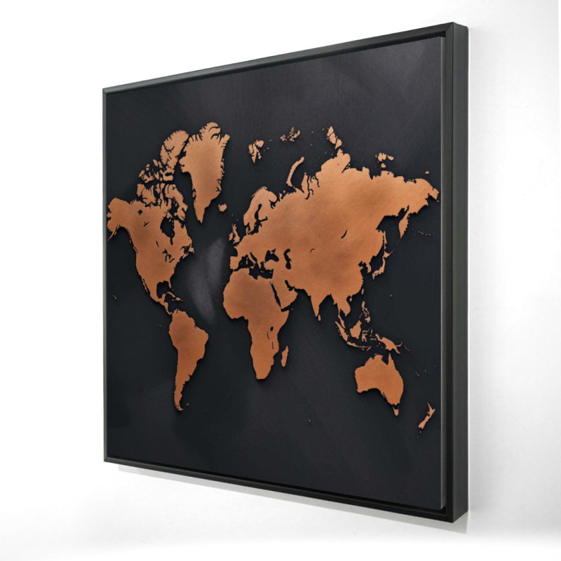 Carte rouillée - Toile encadrée noire américaine