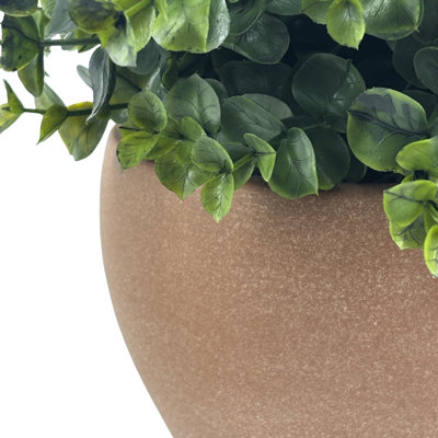 Faux Eucalyptus in Terracotta Wash Ceramic Bowl