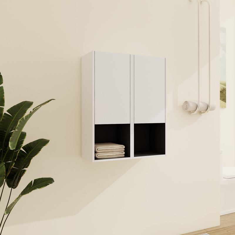 Wall-Mounted Bathroom Cabinet with Open & Closed Storage
