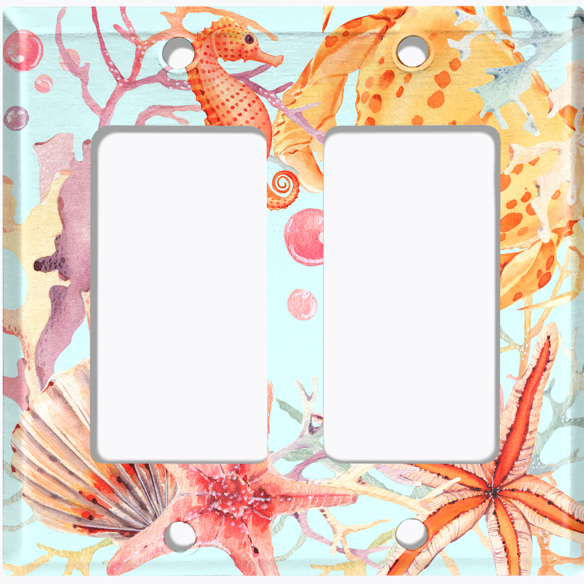 WorldAcc Metal Light Switch Plate Outlet Cover (Sea Horse Crab Star Fish  Coral Light Blue- Double Rocker) - Wayfair Canada