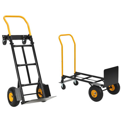 Heavy Duty Convertible Hand Truck Platform Cart-lbs Capacity Robust 800lb Black + Orange
