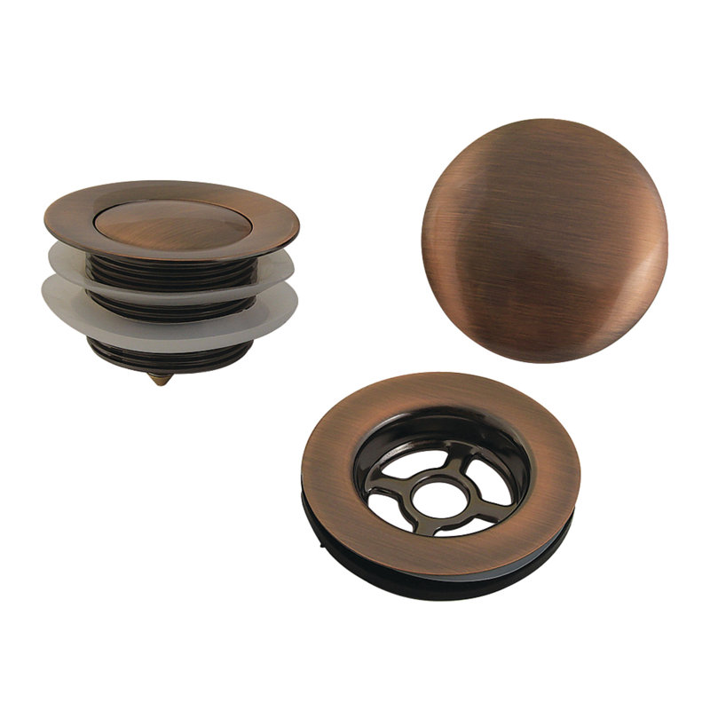 Kingston Brass Trimscape Toe Touch Tub Drain Trim Kit, Antique Copper