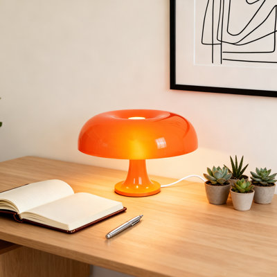 Orange Mushroom Lamp, Retro Mid-century Modern Table Lamp Decor  With Bulbs