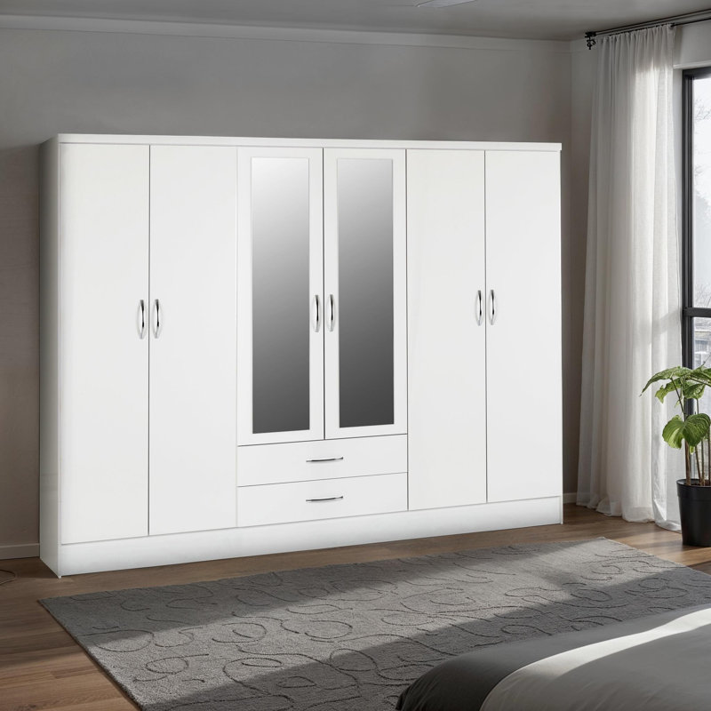 Cascio 6 Door Wardrobe, White Gloss