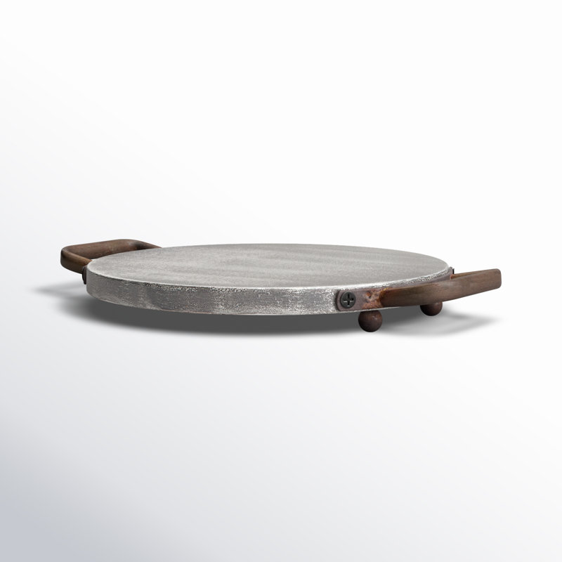 Edica Ridgewood Gray Round Serving Tray, 1" H x 10.5" W x 8" D