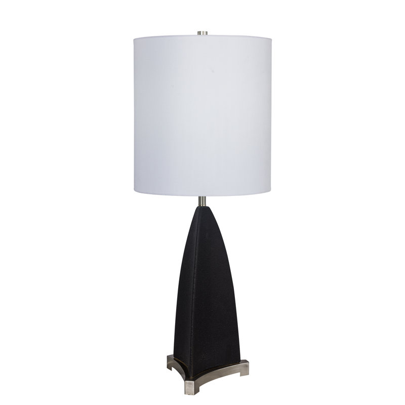 Lampe de table 29,5 "Simran, Noir mat / acier brossé