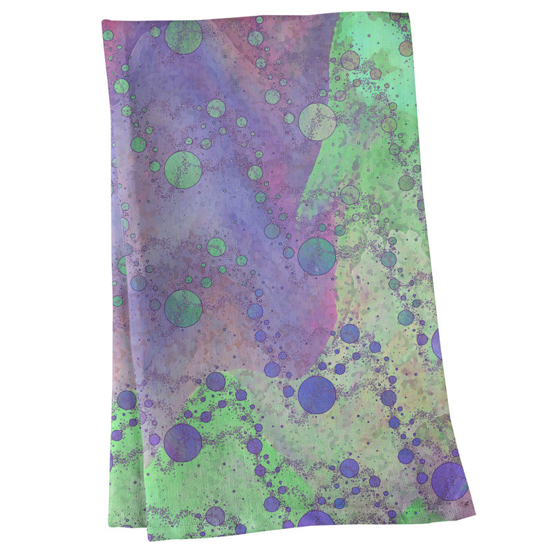 Serviette de thé à l’vedette de planètes Mcguigan, Polyester sergé, Mauve / Vert