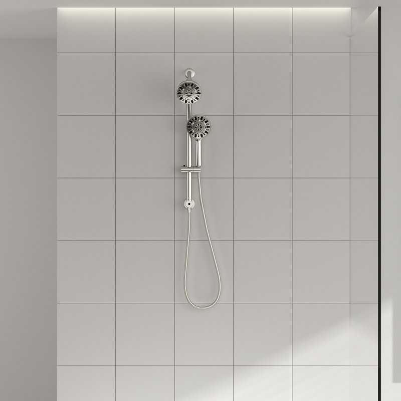 4.7" Multi Function Adjustable Dual Shower Head, Brushed Nickel