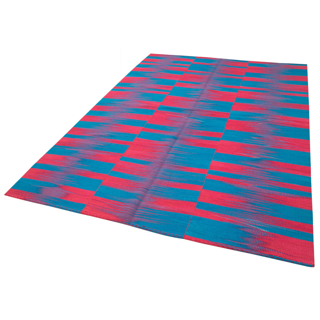 Degrade Kilim Blue Striped Wool Handmade Area Rug