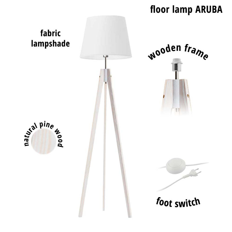 Bert 149cm Tripod Floor Lamp, White, White