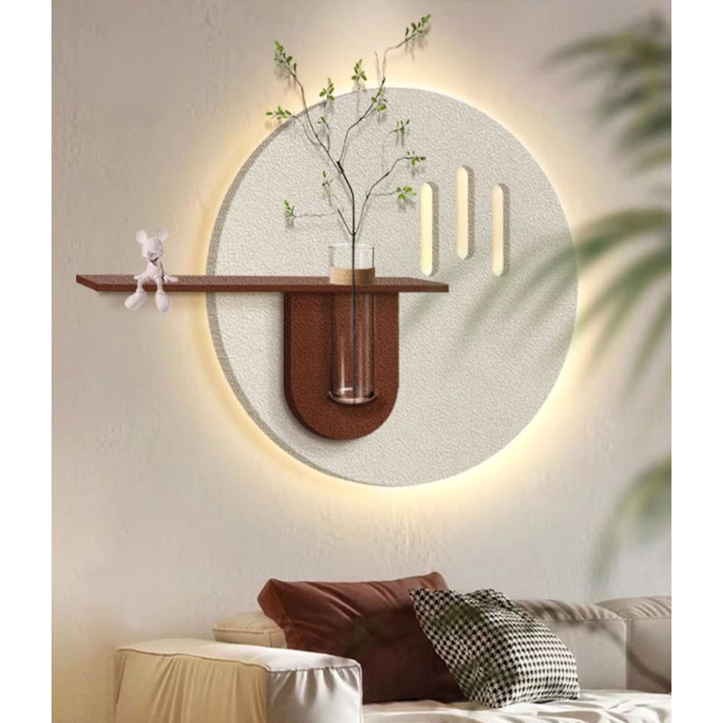 Décoration murale en forme de vase en grès crème de style crème, H 27,56 po x l 35,83 po x P 5,51 po