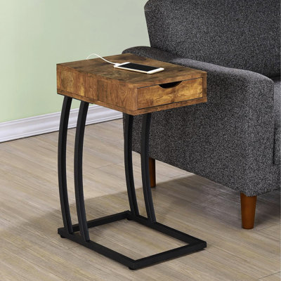 Table d'appoint rectangulaire en muscade avec rangement et caractéristiques techniques Modern Wood Advanced