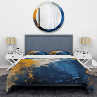 Ensemble de housse de couette abstrait bleu et jaune Intuitive Expressions I