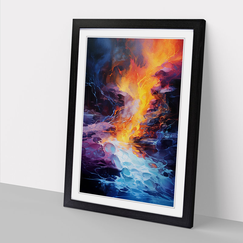 Stream Action Painting No.2 - Framed Print, 46" H x 34" W x 2" D, Black