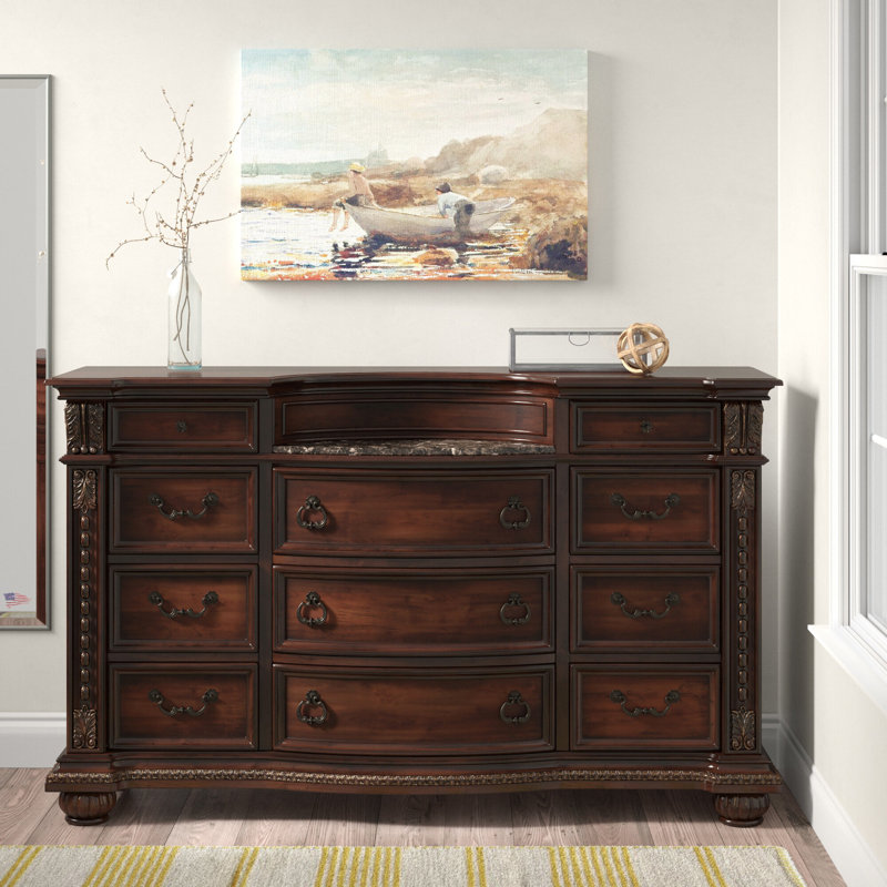 Commode 11 tiroirs Gethin, Cerise foncée