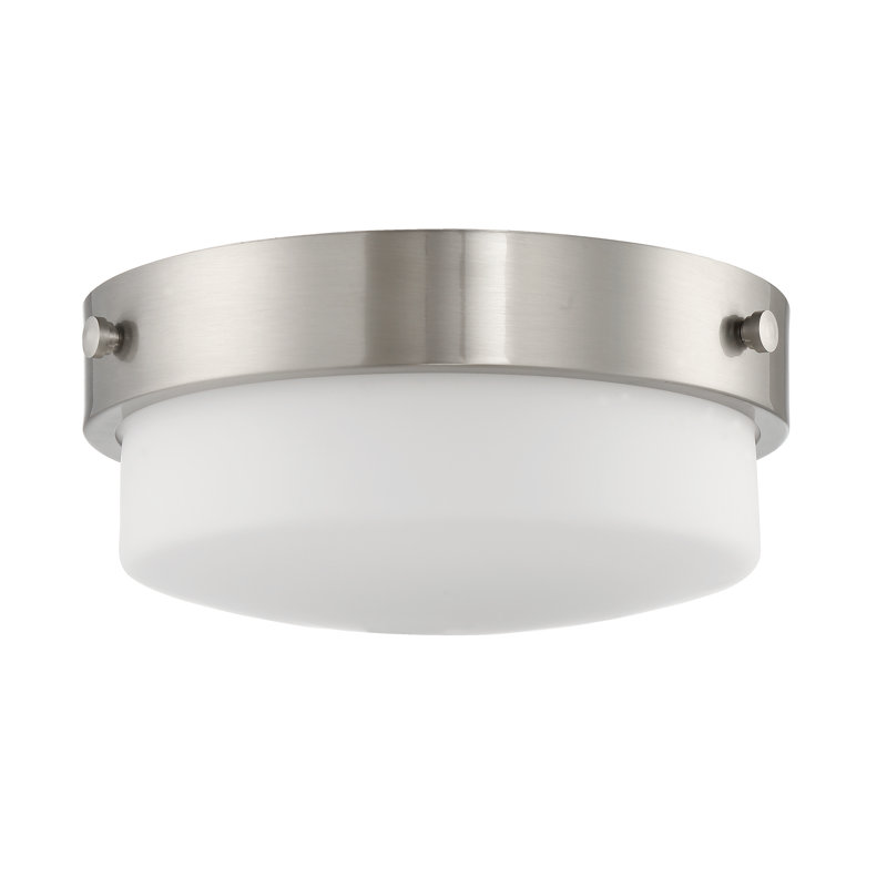 Plafonnier encastré 2 lumières , Nickel, H 6 po x l 13 po x P 13 po