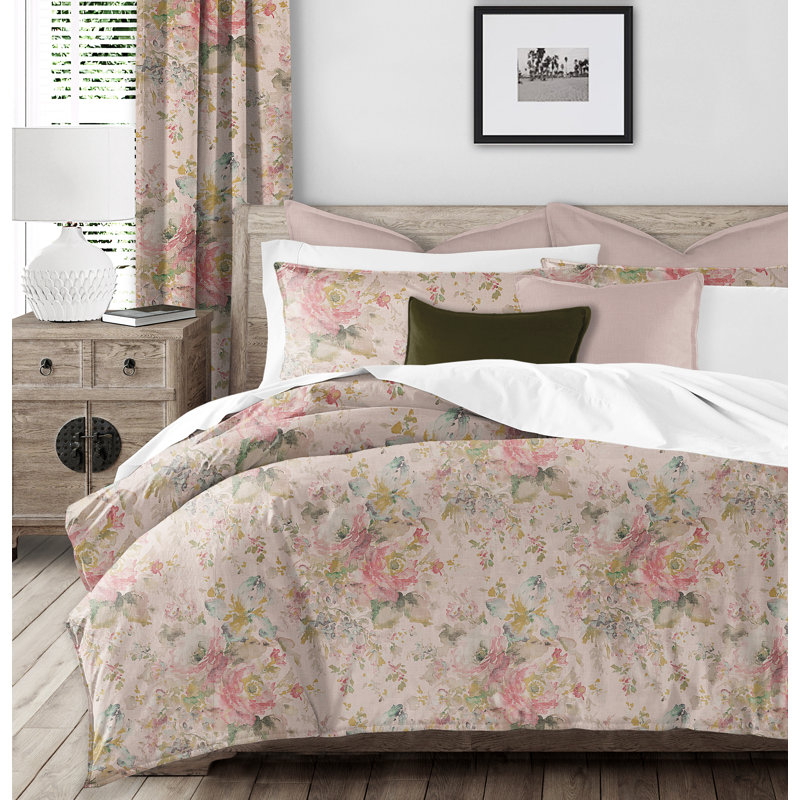 Faye Square Pillow Cover & Insert, 20" x 20", Pink/Beige/Green