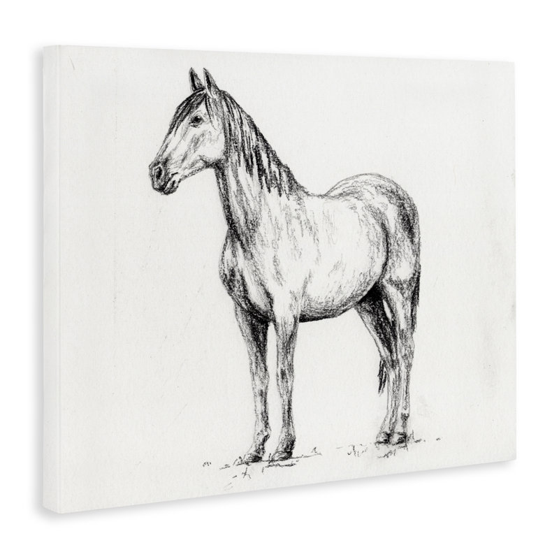 Cheval en toile gris anthracite, design par Leah Noel Art, H 30 po x l 40 po