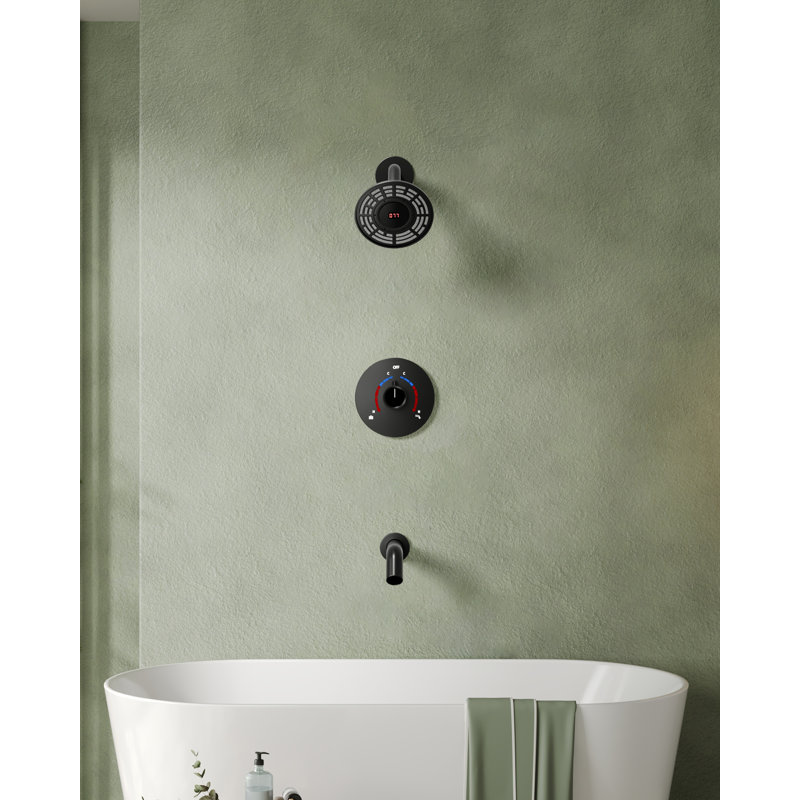 Robinet de baignoire et douche ACL à pression équilibrée avec valve brute, Noir mat