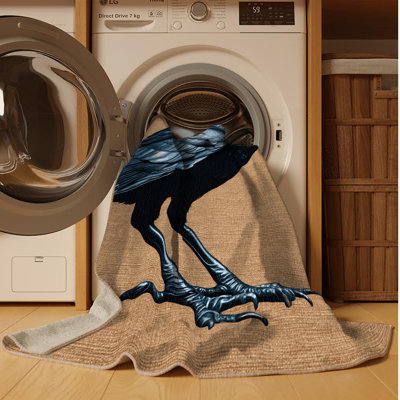 Washable Carrion Crow Birds Area Rug