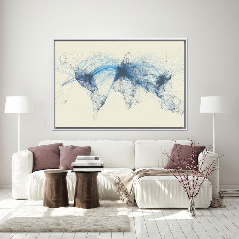 Print on Canvas, White, Framed Print without Mat, 60 cm H x 90 cm W