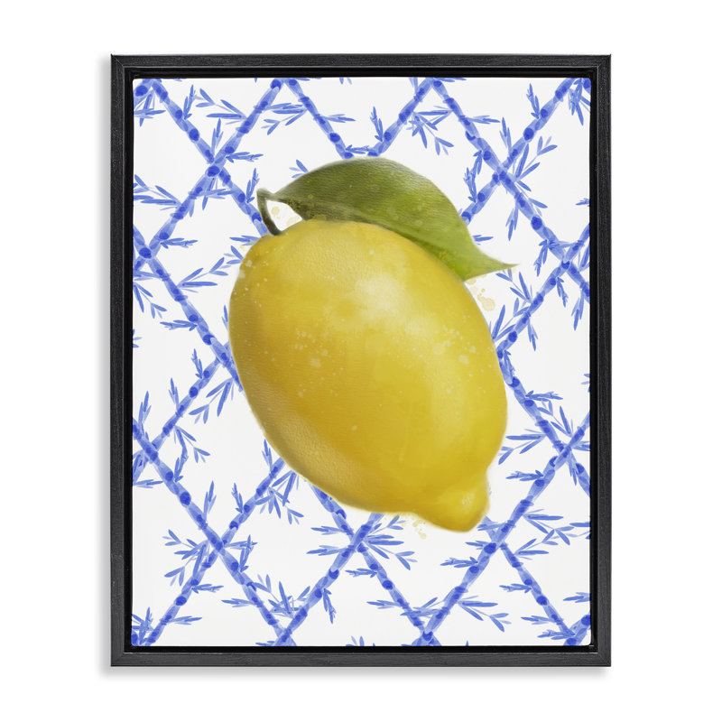 Cadre flottant Lemon Over Bamboo Vines, design par Matthew Piotrowicz, H 21 po x l 17 po, Cadre flottant noir de jais