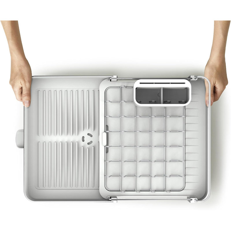 Stainless Steel Expandable Dish Rack with Utensil Cup