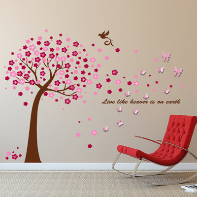 Décalcomanie murale arbre et papillons énormes
