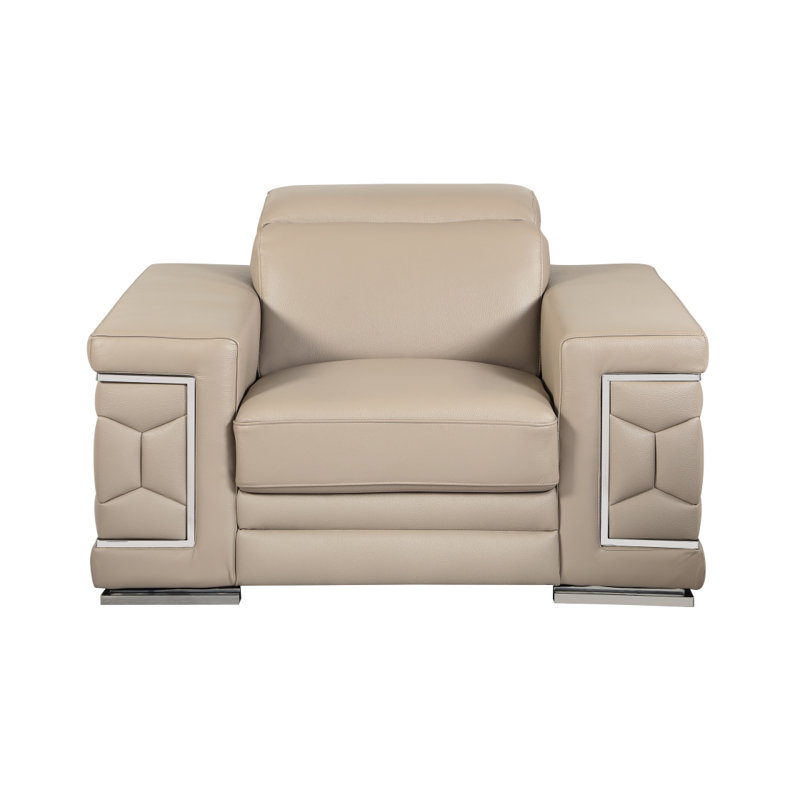Chaise en cuir italien à grain supérieur, Beige