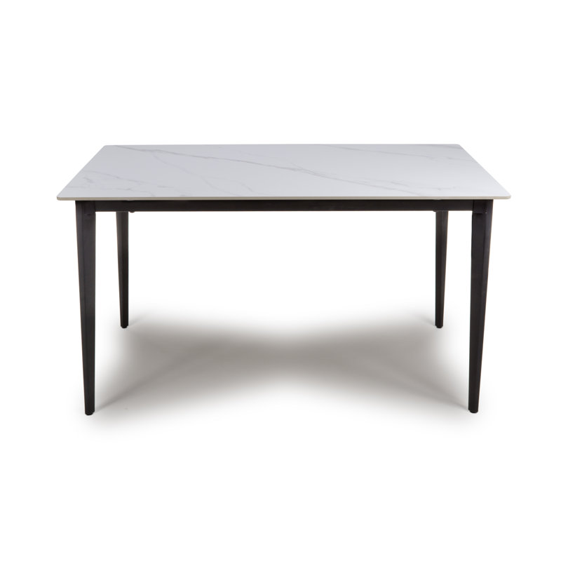 Buisan Stone Top Metal Base Dining Table, White