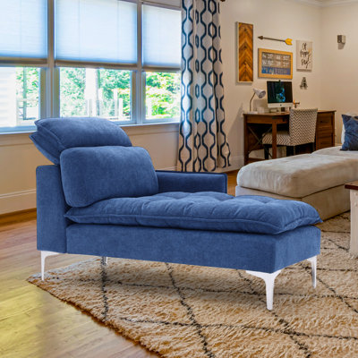 Blossie 55"W Tuffted Chaise Lounge Chair, Adjustable Headrest by Wade Logan