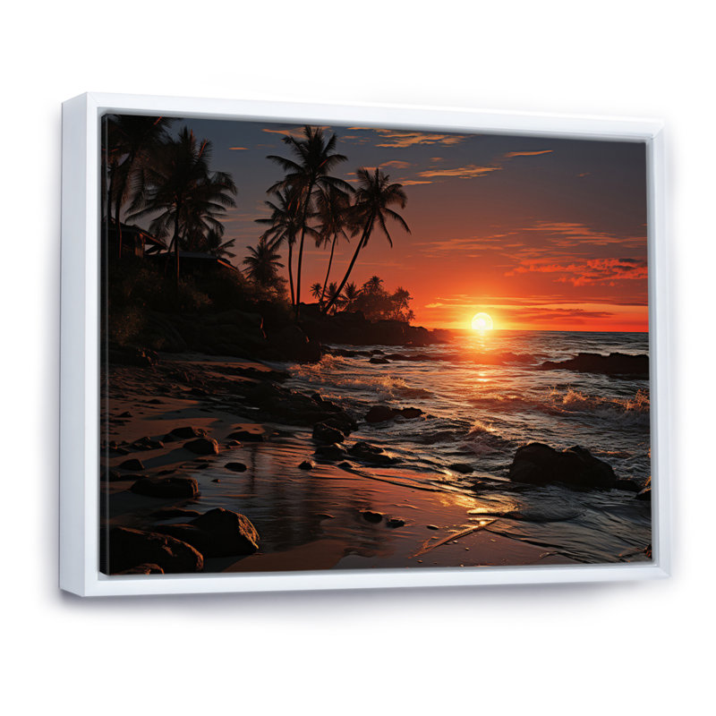 Beach Tropical Vibes XXXI - Imprimé, H 24 po x l 32 po x P 1 po, Cadre flottant blanc