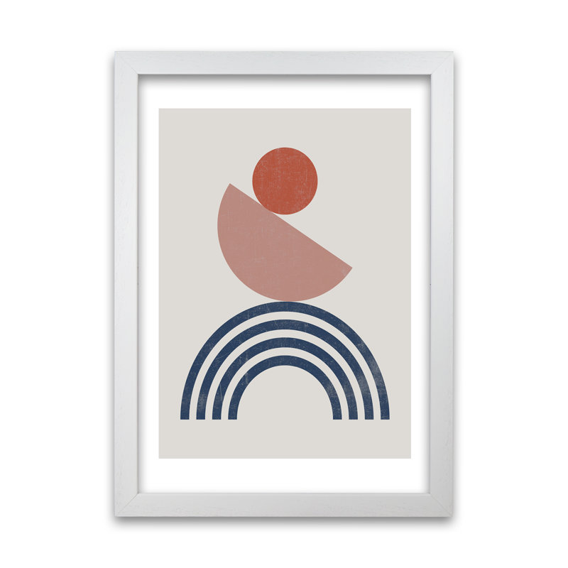 Mid Century Shapes B 1 Piece Wall Art, 30cm H x 21cm W x 3cm D, White Frame