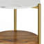 Wagner - Table d'appoint ronde en bois de marbre - blanc / naturel