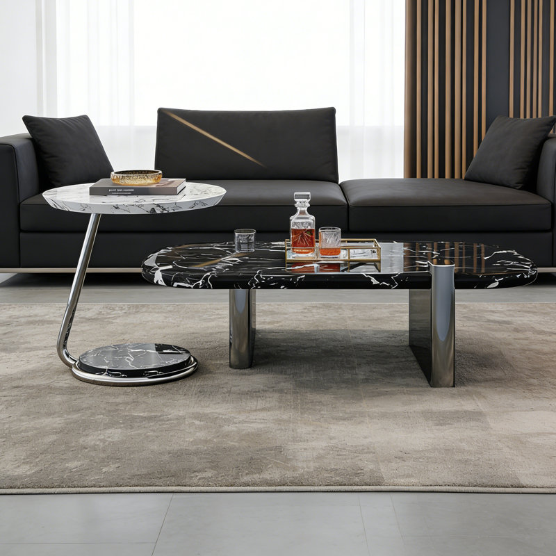 Ensemble de tables basses en marbre, H 15,75 po x L 51,18 po x l 27,56 po