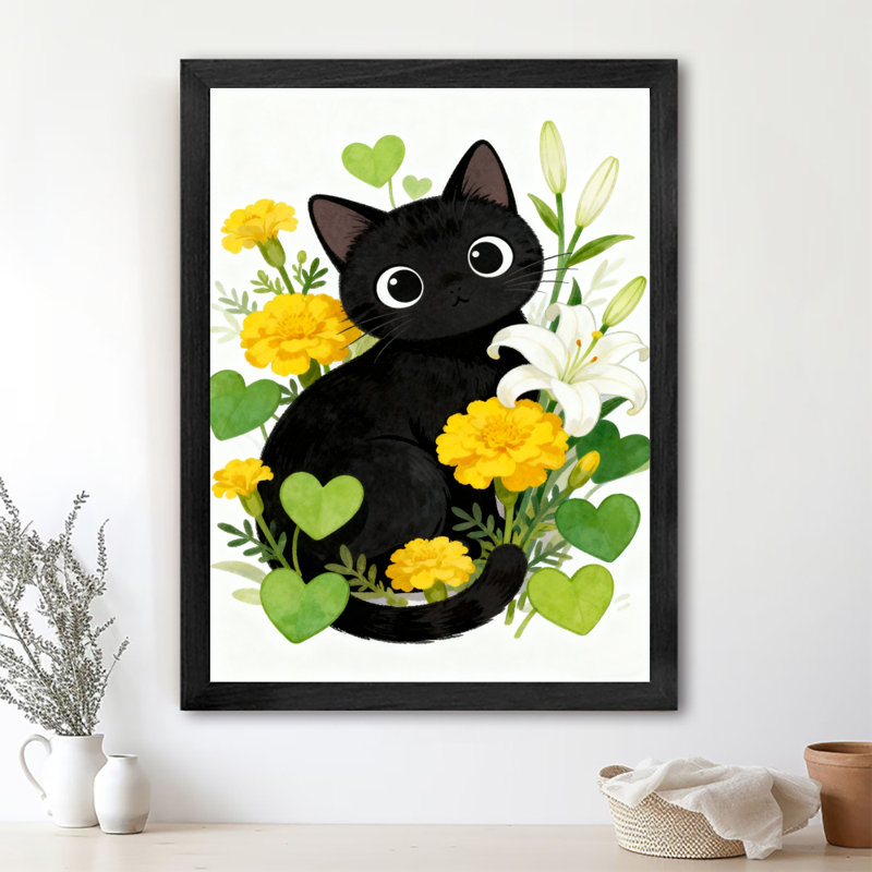 Reproduction d'art encadré noir rétro, H 17 po x l 13 po