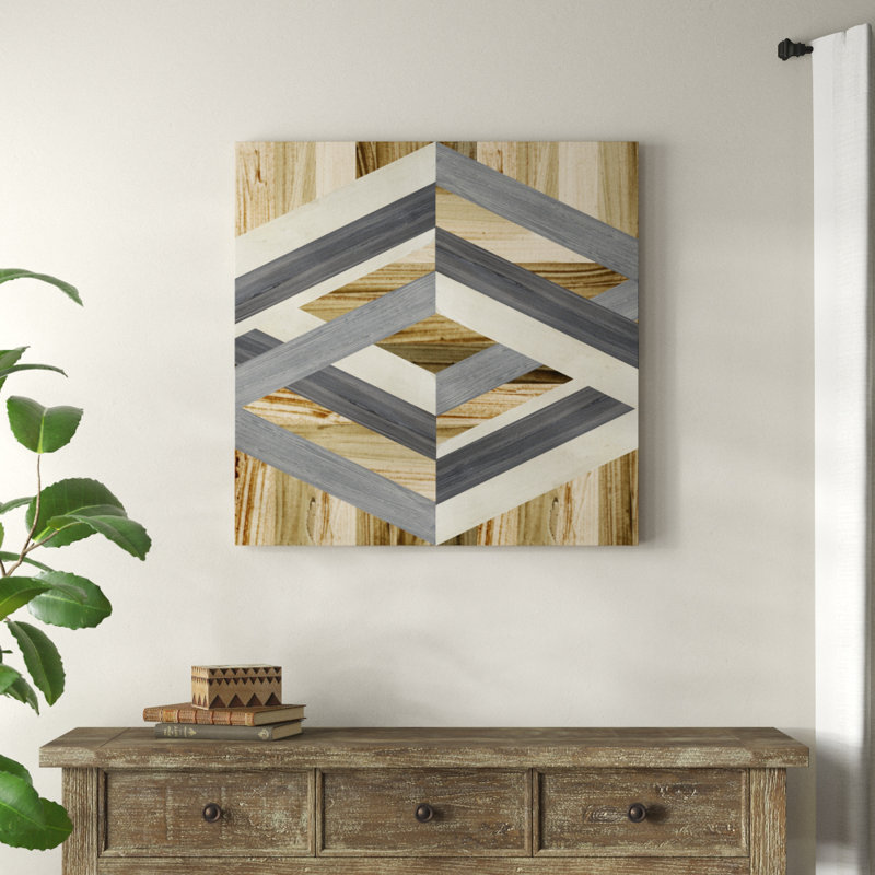 «Geometric Inlay II», peinture sur toile, H 12 po x l 12 po, Toile tendue