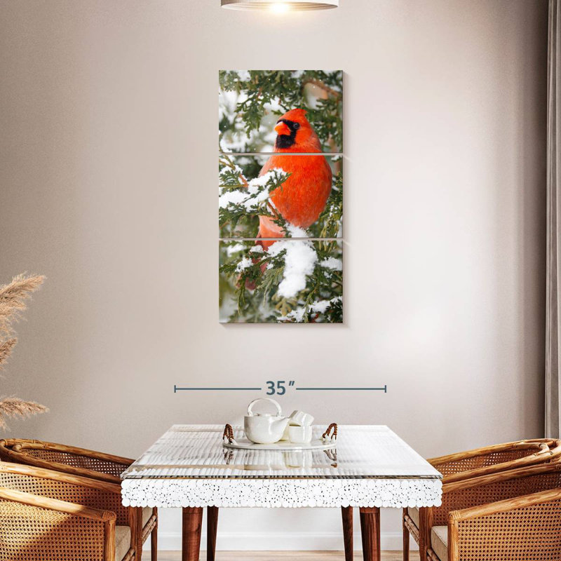 Cardinal en hiver, H 44 po x l 21 po