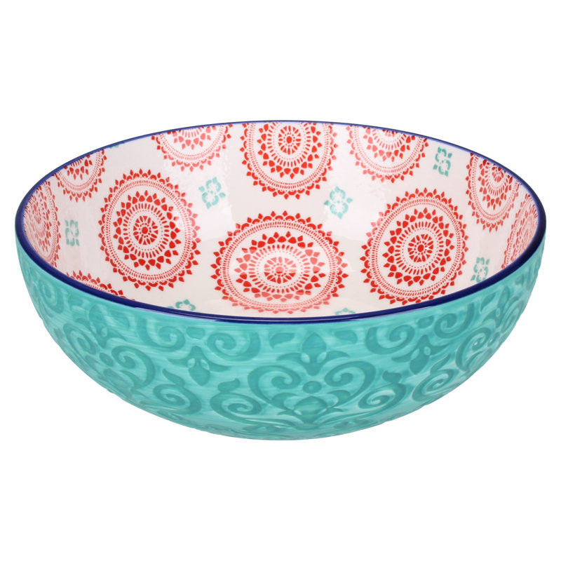 Turquoise Ceramic Soup and Dessert Bowls Set of 4