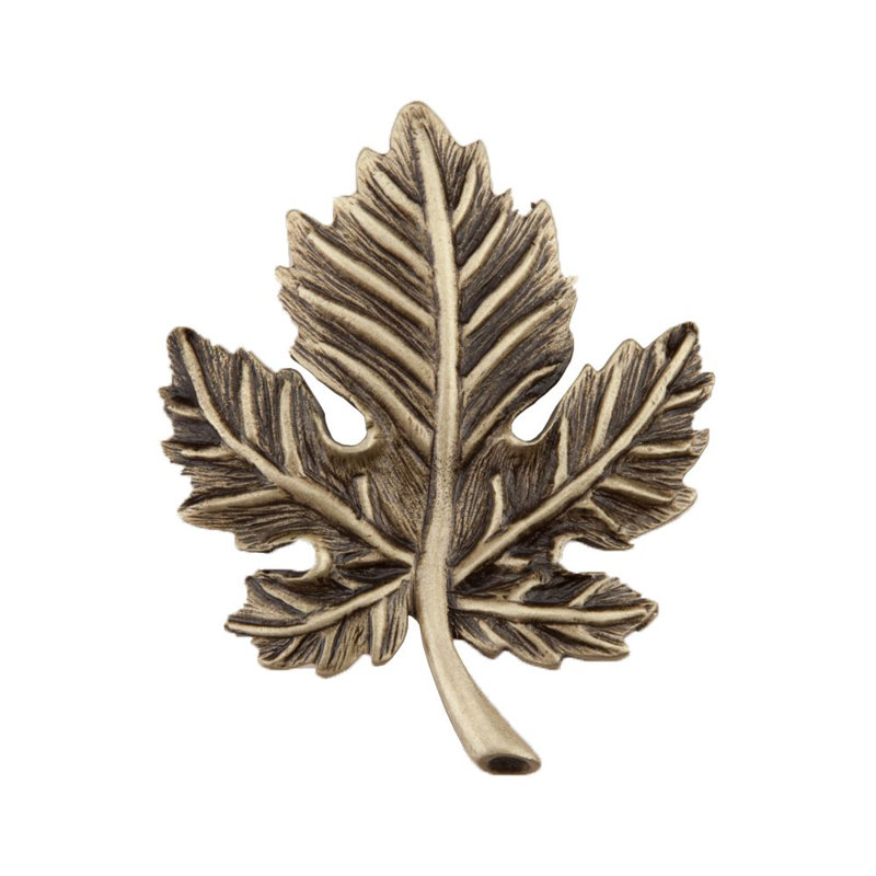 Leaf Cabinet Knob, Antique Brass