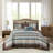 5 Piece Reversible Jacquard Bedspread Set Blue Queen-117515376