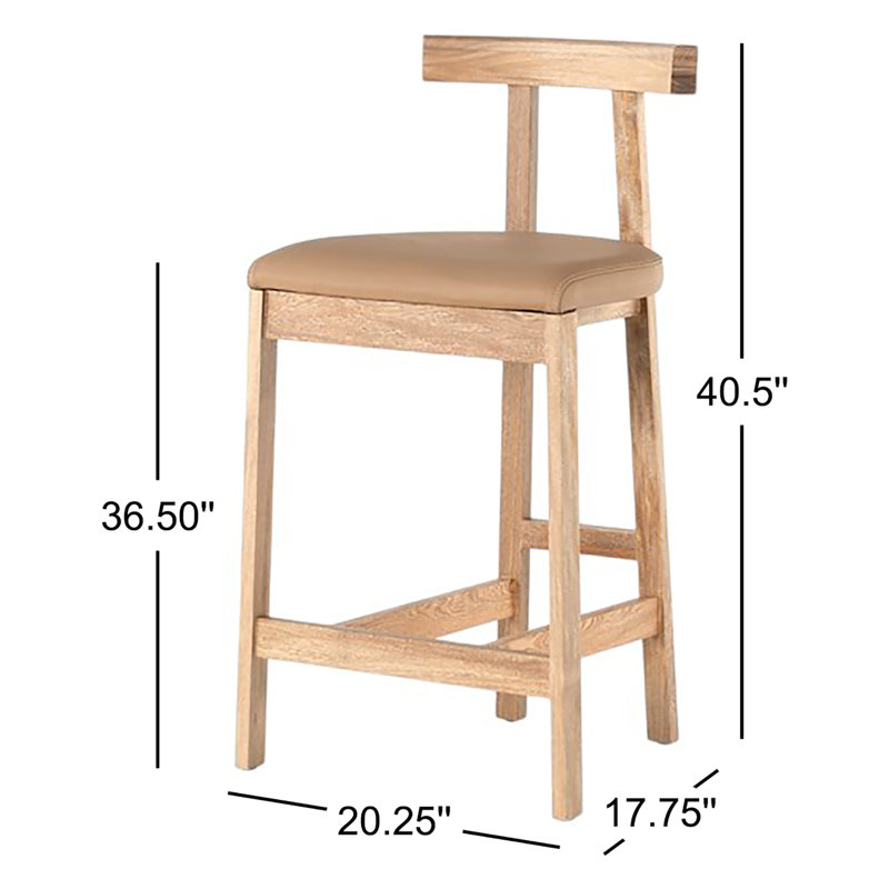 Easah Leather Bar & Counter Stool, Natural, Counter Stool (26” Seat Height)