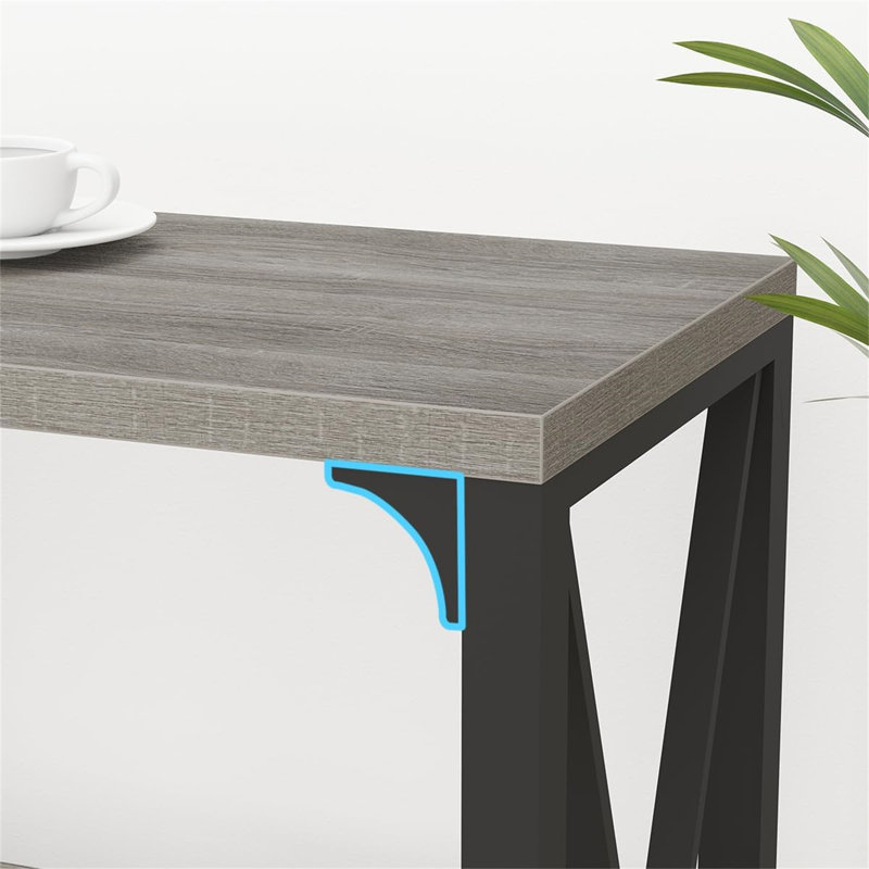 Console Chert, Gris, Noir, noir, noir, noir, H 29,72 po x l 55,12 po x P 13,39 po
