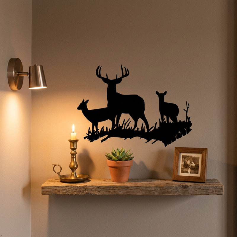 Adhésif décoratif en vinyle chevreuil chevreuil, H 18 po x l 25 po, Rouge